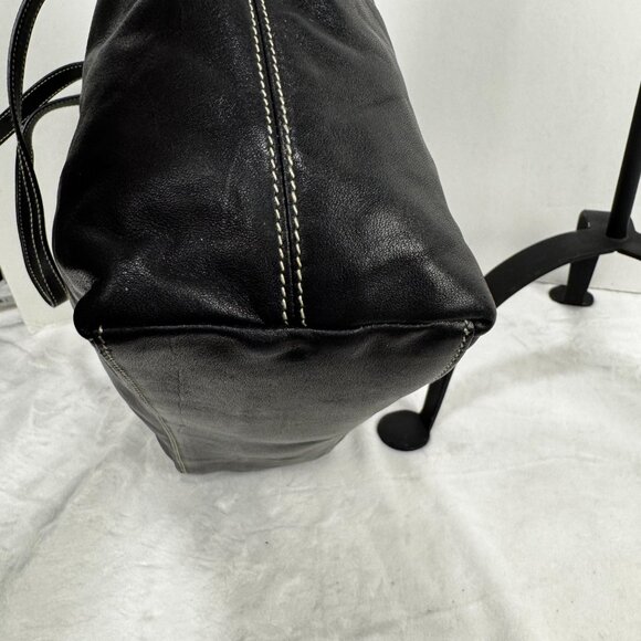 Ralph Lauren RLL Black Smooth Leather Front Flap Shoulder Bag Double Strap Class - Picture 6 of 16